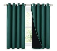 NICETOWN Rideau 100% occultant avec Doublure Noire, Isolation Thermique, Double Couche, draperie de Petite fenêtre pour rafraîchir la pièce pour Salle à Manger (Vert Chasseur, 1 Panneau, 132,1 cm de