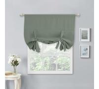 NICETOWN Rideau de cantonnière réglable à Nouer pour fenêtre de Cuisine et Salon avec Passe-Tringle filtrant la lumière, 1 Panneau, Vert grisâtre, 101,6 cm de Large x 137,2 cm de Long