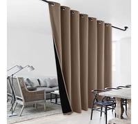 NICETOWN Rideau de séparation de pièce antibruit, Isolation Thermique, 100% occultant, Panneau de Rideau Coulissant avec Doublure Noire pour Bureau, hôtel (1 pièce, 254 x 274,3 cm, Cappuccino)