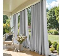 NICETOWN Rideau d'extérieur blanc grisâtre pour terrasse, imperméable, isolation thermique, œillets antirouille pour porche, 1 pièce, 132,1 x 274,3 cm (l x L)