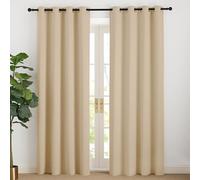 NICETOWN Rideau Thermique Occultant Anti Froid et Chaleur, Décoration Maison Panneaux Draperies à Oeillets Lumineux Bloquer, 140 cm Largeur sur 200 Hauteur, Beige Foncé, 2 PCs