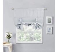 NICETOWN Rideaux de Cuisine 137,2 cm de Long - Rideaux occultants à Nouer pour Salle de Bain (Blanc grisâtre, 1 Panneau, 101,6 cm de Large x 137,2 cm de Long)