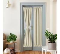 NICETOWN Rideaux de porte en imitation lin - Panneau de rideau occultant à isolation thermique pour fenêtre de style français avec embrasse pour salon/salle de classe (63,5 x 182,9 cm, beige, 1