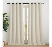 NICETOWN Rideaux et Draperies Intérieurs Occultant avec Oeillets Décoration de Fenêtre Isolation Thermique pour Maison Chambre Salon, L 140 sur H 240 cm, Beige Clair, 2 PCs