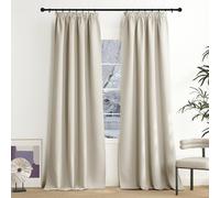 NICETOWN Rideaux et Draperies Intérieurs Occultant Galon Fronceur Décoration de Fenêtre Isolation Thermique pour Maison Chambre Salon, L 140 sur H 240 cm, Beige Clair, 2 PCs