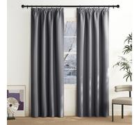 NICETOWN Rideaux Occultant Thermiques, Décoration de Fenêtre Draperies Galon Fronceur Isolation Lumineux Anti UV Tissu Doux pour Maison Chambre, L140 x H200cm, Gris Foncé, Lot de 2