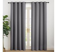 NICETOWN Rideaux Occultants Panneaux à Oeillets de Fenêtre Tissu Opaque Lumineux Bloquer Isolation du Froid pour Chambre Salon Maison, L 140 x H 220 cm, Gris Foncé, Lot de 2