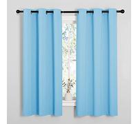 NICETOWN Rideaux occultants Tendance à Isolation Thermique avec œillets de Couleur Unie pour Chambre à Coucher (1 Paire, 106,7 cm de Large x 160 cm de Long, Bleu)