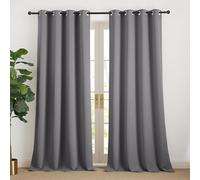 NICETOWN Rideaux Occultants Thermique à Oeillets de Fenêtre Tissu Opaque Lumineux Bloquer Isolation du Froid et Chaud pour Chambre Salon, L 140 x H 240 cm, Gris Foncé, Lot de 2