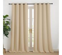 NICETOWN Rideaux Occultants Thermique Anti Froid à Oeillets de Fenêtre Tissu Opaque Lumineux Bloquer Decoration pour Chambre Salon, L140xH240 cm, Beige Foncé, Lot de 2