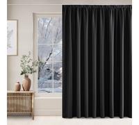 NICETOWN Rideaux Occultants Thermique Anti Froid Galon Fronceur de Fenêtre Tissu Opaque Lumineux Bloquer Isolation du Chaud pour Chambre Salon, L 300 x H 240 cm, Noir, Lot de 1