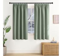NICETOWN Rideaux Occultants Thermique Court - Décoration de Fenêtre Draperies Galon Fronceur Isolation Lumineux Tissu pour Maison Chambre, L 140 x H 137 cm, Sauge Vert, Lot de 2