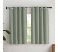 NICETOWN Rideaux Occultants Thermique Court, Décoration de Fenêtre Rideau Draperies à Oeillets Isolation Lumineux Tissu pour Maison Chambre, L 140 x H 145 cm, Sauge Vert, Lot de 2