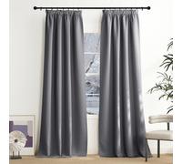NICETOWN Rideaux Occultants Thermique Galon Fronceur de Fenêtre Tissu Opaque Lumineux Bloquer Isolation du Froid et Chaud pour Chambre Salon, L 140 x H 240 cm, Gris Foncé, Lot de 2