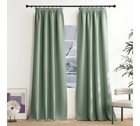 NICETOWN Rideaux Thermique de Fenêtre Draperies Galon Fronceur Lumineux Bloquer Anti UV pour Decoration Maison Chambre, 140cm Largeur sur 240 Hauteur, Sauge Vert, 2 Pièces
