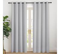 NICETOWN Rideaux Thermique de Fenêtre Draperies Occultant à Oeillets Lumineux Bloquer Anti UV pour Decoration Maison Chambre, 140 cm Largeur sur 200 Hauteur, Gris Clair, 2 Pièces
