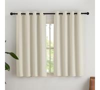NICETOWN Rideaux Thermiques Panneaux Décoration de Petite Fenêtre à Oeillets Tissu Doux Lumineux Bloquer pour Chambre Maison Cuisine, L 140 x H 145 cm, Beige Clair, Lot de 2
