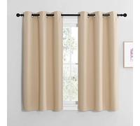 NICETOWN Rideaux Thermiques Panneaux Décoration de Petite Fenêtre à Oeillets Tissu Doux Lumineux Bloquer pour Chambre Maison Cuisine, L 107 x H 120 cm, Beige Foncé, Lot de 2