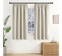 NICETOWN Rideaux Thermiques Panneaux Décoration de Petite Fenêtre Galon Fronceur Tissu Doux Lumineux Bloquer pour Chambre Maison Cuisine, L 140 x H 137 cm, Beige Clair, Lot de 2