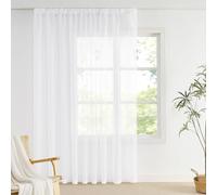 NICETOWN Rideaux Voilages Blanc Lot de 1, 300x245cm (Largeur x Hauteur) Galon Fronceur, Semi-Transparent Lumineux pour Porte Salon Chambre Maison, Décoration Fenêtre