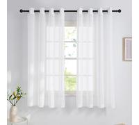 NICETOWN Rideaux Voilages Blanc Lot de 2, 140x125cm (Largeur x Hauteur) à Oeillets, Semi-Transparent Lumineux pour Cuisine Chambre Maison, Décoration Fenêtre