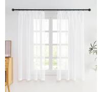 NICETOWN Rideaux Voilages Blanc Lot de 2, 140x160cm (Largeur x Hauteur) Galon Fronceur, Semi-Transparent Lumineux pour Cuisine Chambre Maison, Décoration Fenêtre