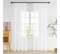 NICETOWN Rideaux Voilages Blanc Lot de 2, 140x225cm (Largeur x Hauteur) Galon Fronceur, Semi-Transparent Lumineux pour Porte Salon Chambre Maison, Décoration Fenêtre