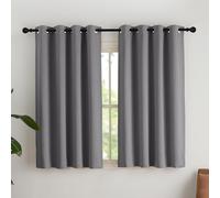 NICETOWN Rideauxs Occultant Court Thermique Petit Panneaux Draperies à Oeillets Lumineux Bloquer Decoration pour Cuisine Chambre, Largeur 140 x Hauteur 145cm, Gris Foncé, 2 Pièces