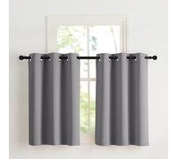 NICETOWN Rideauxs Occultant Court Thermique Petit Panneaux Draperies à Oeillets Lumineux Bloquer Decoration pour Cuisine Chambre, Largeur 107 x Hauteur 90 cm, Gris Foncé, 2 Pièces