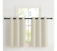 NICETOWN Rideauxs Occultant Court Thermique Petit Panneaux Draperies à Oeillets Lumineux Bloquer Decoration pour Cuisine Chambre, Largeur 107 x Hauteur 90 cm, Beige Clair, 2 Pièces