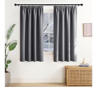 NICETOWN Rideauxs Occultant Court Thermique Petit Panneaux Draperies Galon Fronceur Lumineux Bloquer Decoration pour Cuisine Chambre, Largeur 140 x Hauteur 160cm, Gris Foncé, 2 Pièces