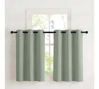 NICETOWN Rideauxs Occultant Court Thermique Unicolore Petit Draperies à Oeillets Lumineux Bloquer Decoration pour Cuisine Chambre, Largeur 107 x Hauteur 90 cm, Sauge Vert, 2 Pièces