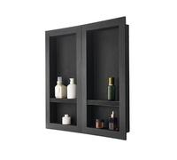 VEVOR Niche Encastrable Salle de Bain, 40,6x81,3 cm + 40,6x81,3 cm, Niche Douche Murale Étagères Organisateur de Rangement Moderne, pour Stockage de Savon, Shampoing, Douche, Salle de Bains, Noir