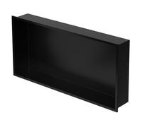 LuxeBath Niche de Douche Encastrée Murale, 60x30x10 cm, en Acier Inoxydable, Noir, Étanche, Étagère avec Cadre Salle de Bain, Encastrable, Seule Couche, Rangement Articles Toilette, Matériel Montage