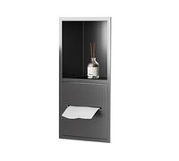 Niche De Douche Acier Inoxydable, Alcôve Poubelle Encastrée Murale | Étanche, Moderne, Salle De Bain, Papier Toilette, Rangement Articles De Toilette(Gunmetal Grey)