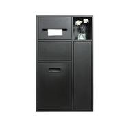 Niche De Douche Acier Inoxydable, Armoire Murale Encastrée Étanche | Moderne, Salle De Bain, Papier Toilette, Alcôve Poubelle, Articles De Toilette(Noir,670*400*140mm)