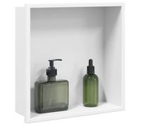 vidaXL Niche de Douche Blanc Mat 32x32x9 cm Acier Inoxydable, Niche de Salle de Bain, étagère de Douche intégrée, Niche Murale de Toilette