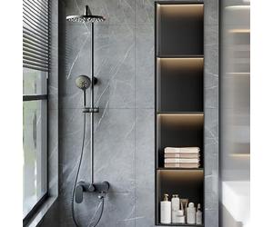 Niche de Douche éclairée par LED pour Salle de Bain, étagère Murale encastrée avec Soudure Invisible, Installation Facile Horizontale ou Verticale, embellit la Salle de Bain.