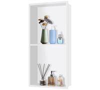 Niche de douche en acier inoxydable, double paroi, dimensions 305 x 610 x 95 mm, couleur blanche