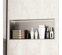 Niche de douche en acier inoxydable - Étagère horizontale encastrée de salle de bain sans carrelage - Niche murale moulée intégrée avec soudure sans couture pour le rangement