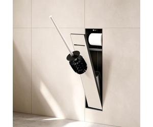 Niche de Douche Encastrable WC Inox 304 avec Porte-Brosse et Porte-Papier | Étanche Avec Porte-brosse Et Porte-papier,Façade À Carreler Pour Un Style Affleurant Et Invisible(Black,60*15cm/23.6*5.9in)