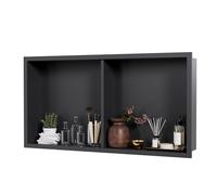 Niche de douche encastrée en acier inoxydable 304 - Rangement peinture murale vertical double grille - Anti-rouille, design moderne, installation aisée, finition noire mate - 12x24 pouces - 12*24"