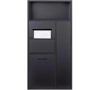 Niche De Douche Encastrée Moderne, Acier Inoxydable Rangement Toilette | Étanche, Salle De Bain, Papier Toilette, Alcôve Poubelle, Murale, Coins Carrés(Noir)