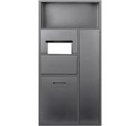 Niche De Douche Encastrée Moderne, Acier Inoxydable Rangement Toilette | Étanche, Salle De Bain, Papier Toilette, Alcôve Poubelle, Murale, Coins Carrés(Grey)