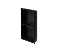 LuxeBath Niche de Douche Encastrée Murale Double, 30x60x10 cm, en Acier Inoxydable, Noir, sans Rebord, Étagère Encastrable Salle de Bain, Seule Couche, Rangement Articles Toilette, Matériel Montage
