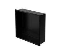Niche murale LuxeBath en acier inoxydable, 30 x 30 x 10 cm, noire, niche de douche avec cadre, niche carrelable pour accessoires de salle de bain, tablette de douche, étagère de douche