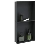 Niche de douche encastrée - vidaXL - Noir mat - Acier inoxydable - 32x62x9 cm - 30x60x8 cm - Résistant à la corrosion