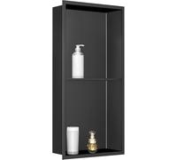Niche de Douche Inox 60x30cm Noir | 2 Étages | Niches Encastrables Étanches - Solution de Rangement Design pour Salle de Bain Moderne