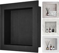 Niche de douche prête à carreler 40,64 x 40,64 cm, étagère simple, coins carrés, niche encastrée dans le mur, protection étanche, niche moderne pour ranger le savon dans la salle de bain, couleur noir