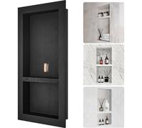Niche de douche prête à carreler 40,64 x 81,28 cm, double étagère de rangement, angles carrés, niche encastrée dans le mur, protection étanche, niche moderne pour ranger le savon dans la salle de bain